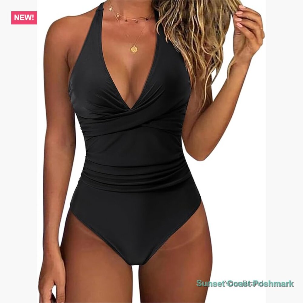 Sexy Tummy Control Halter One Piece Swimsuit Push Up Monokini